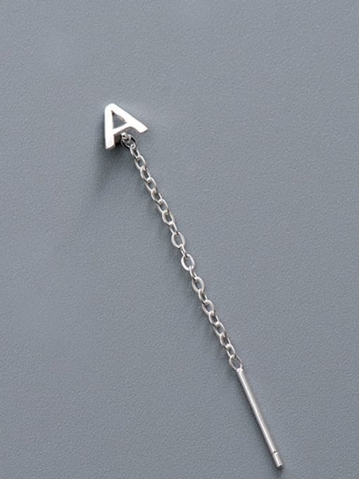 ES2180 [Single A Letter] 925 Sterling Silver Tassel Minimalist Threader Earring
